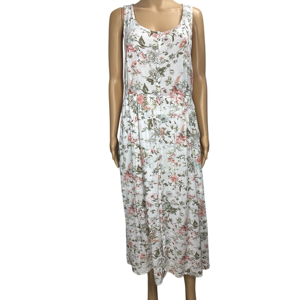 Frye Dress‎ Ivory Floral Botanical Ladies Button Midi Dress Size XS
